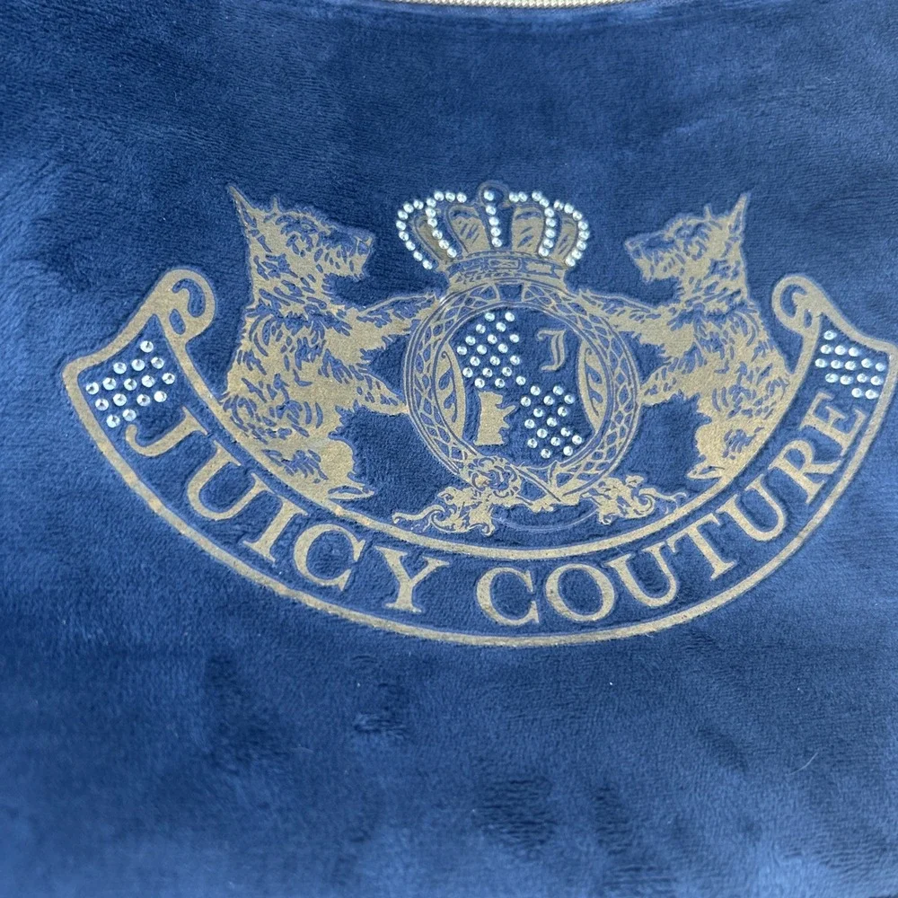Juicy Couture Blue Velour Scottie Dog Y2K Inspired Makeup Bag Zipper Tab Missing
